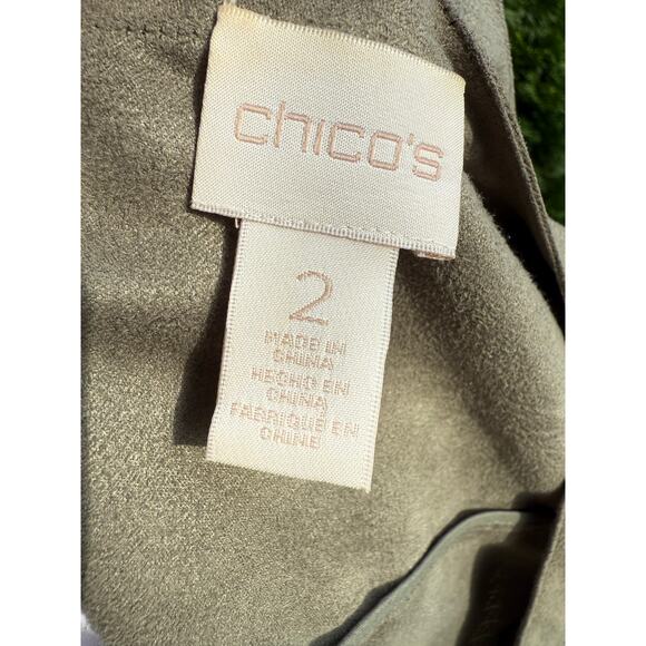 Chicos Suede Green Vest Size Large 12 - Picture 4 of 5